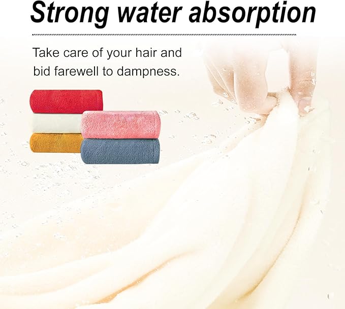 Microfiber Hair Drying Towel Wrap for Women, Hair Turbans Towel for Wet Hair,turbie Twist Hair Towels(The Color of the Picture is for Reference only) (Warm White)