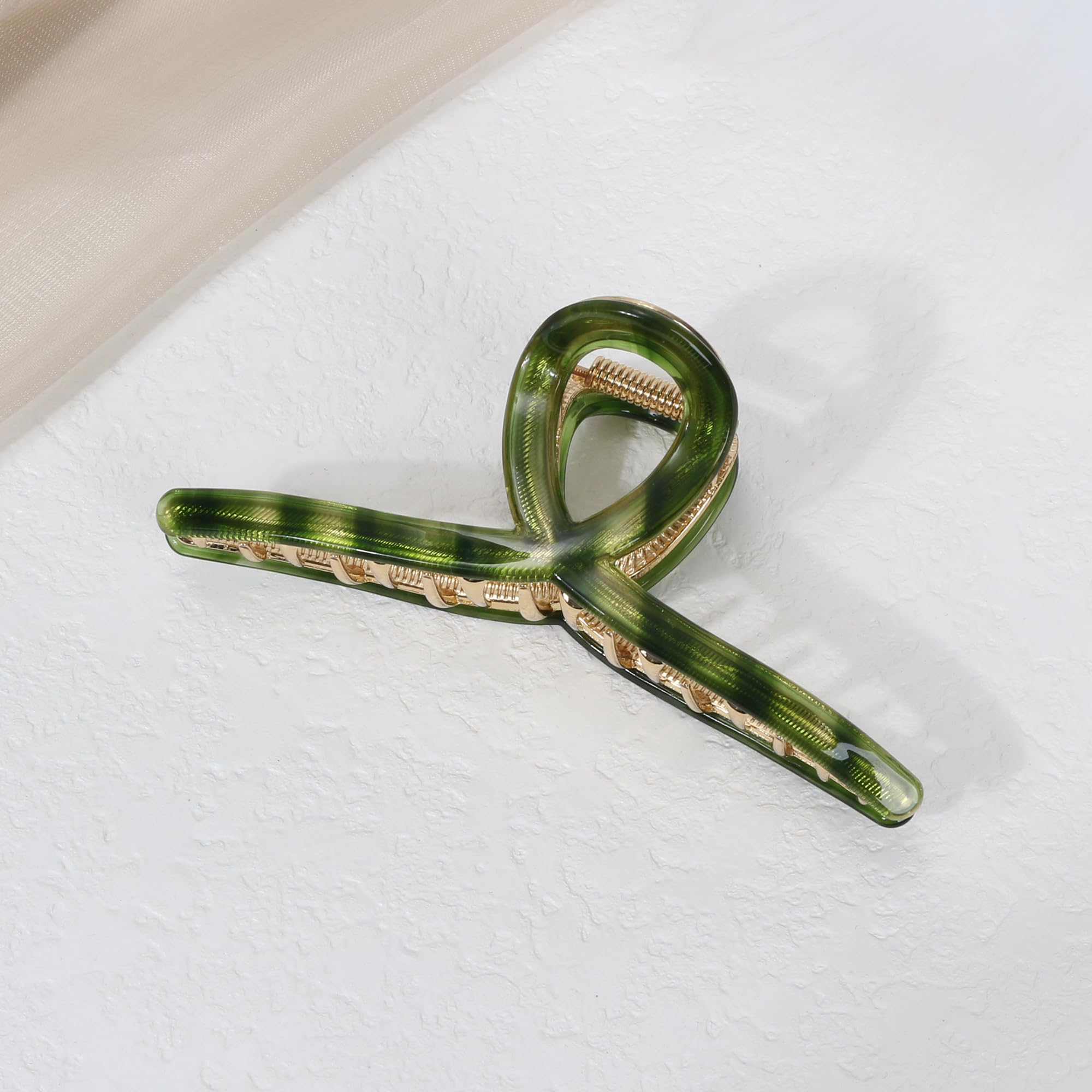 Big Hair Claw Clip Metal Claw Clips for Women Strong Hold Claw for Heavy Hair Green Acetate Claw Clips for Girls 4.5" Jaw Clamp Large Hair Accessories for Long Thick Hair (New Green)