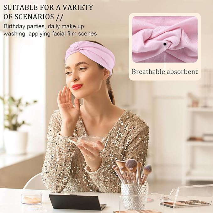 Stretchy Wide Headbands for Women - 12 Pcs Non Slip, Absorbed Sport Headband Soft Twist Knotted Headbands for Daily Life Yoga Workout(12 Color3)