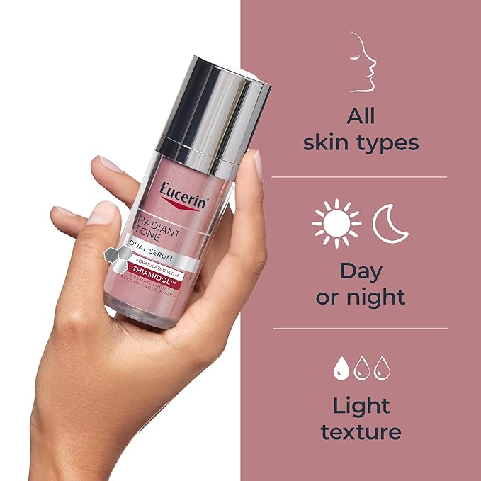 Eucerin Radiant Tone Dual Serum Dark Spot Corrector, Dark Spot Serum with Thiamidol and Hyaluronic Acid, 1 Fl Oz Bottle