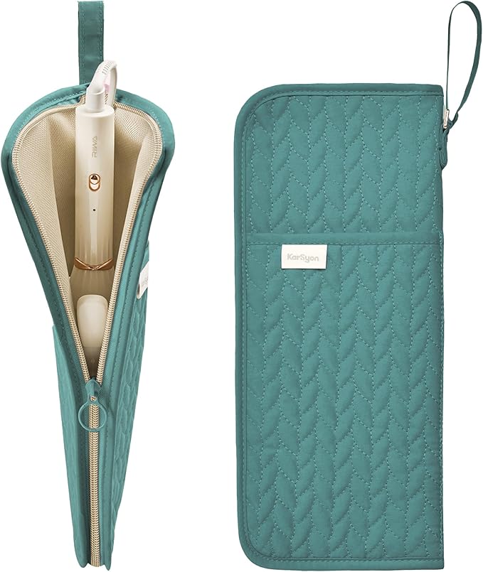 KarSyon Hot Tools Organizer Heat Resistant Mat Case Hair Tools Holder Travel Bag Portable Hair Styling Tools Cover Pouch for Curling Iron,Flat Iron,Hair Straightener (Teal)