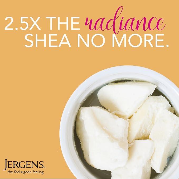 Jergens Shea Butter Body Lotion, Deep Conditioning Moisturizer, Hydration for Dry to Very Dry Skin, with Pure Shea Butter, 3X More Radiant Skin, Dermatologist Tested, 16.8 oz