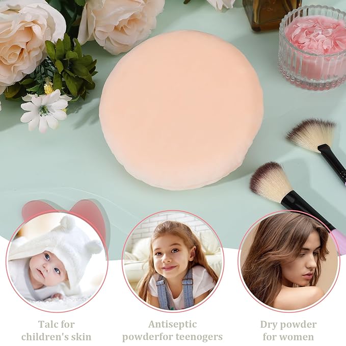 1 Pack 5 Inch Ultra Soft Washable Reusable Large Velour Loose Powder Puff Washable Round Sponge Puff for Face Body, Wet Dry Makeup Tool (skin color)