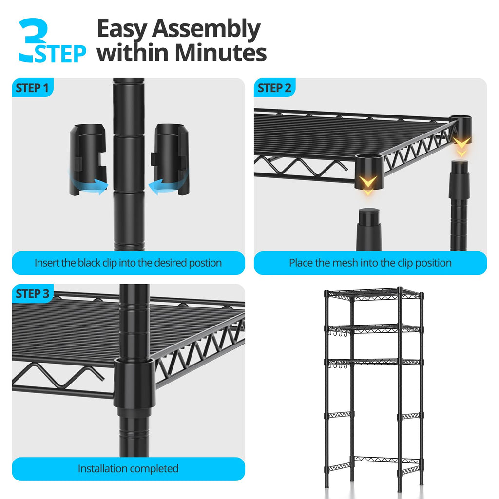 Hodonas Adjustable Mini Fridge Stand, Black, 26.58" W x 20.28" D x 65.56" H