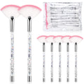 Nuenen 12 Pcs Soft Fan Facial Brushes Mask Acid Applicator Brush for Mud Cream Blush Makeup Peel Glycolic Multi Use Cosmetic Tools with Glitter Quicksand Handle and Pouch(Silver)