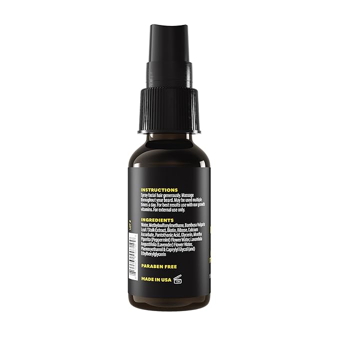 The Beard Club Biotin Beard Growth Oil Vitamin Spray for Facial Hair Growth - Natural Formula for Fuller, Thicker Beard, Easy-to-Use, Nourishing & Soothing for All Beard Types & Skin