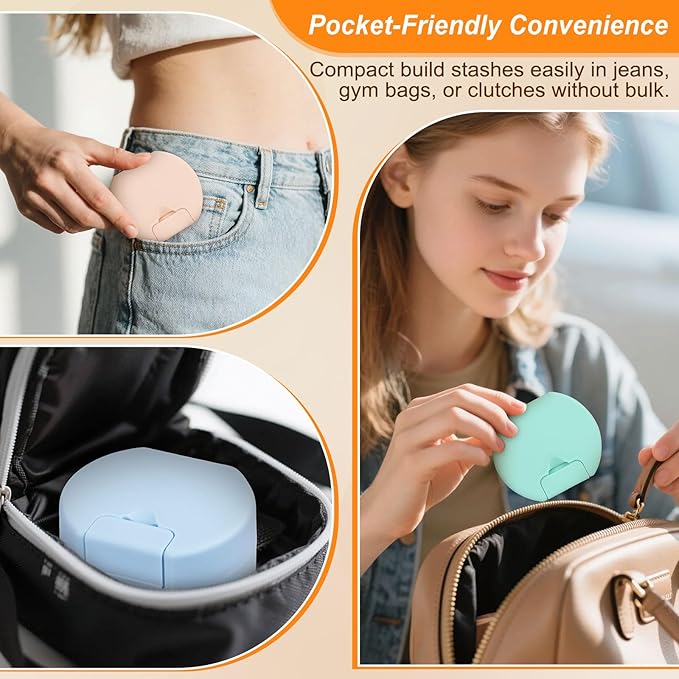Etenpo 4 Packs Plastic Square Cotton Pad Holder, Hair Tie Container, Multiple Colors, Portable For Traveling, Suitable for Makeup Remover Cotton Balls,Organizer for Collecting Small Items(3.3 x 1.5in)