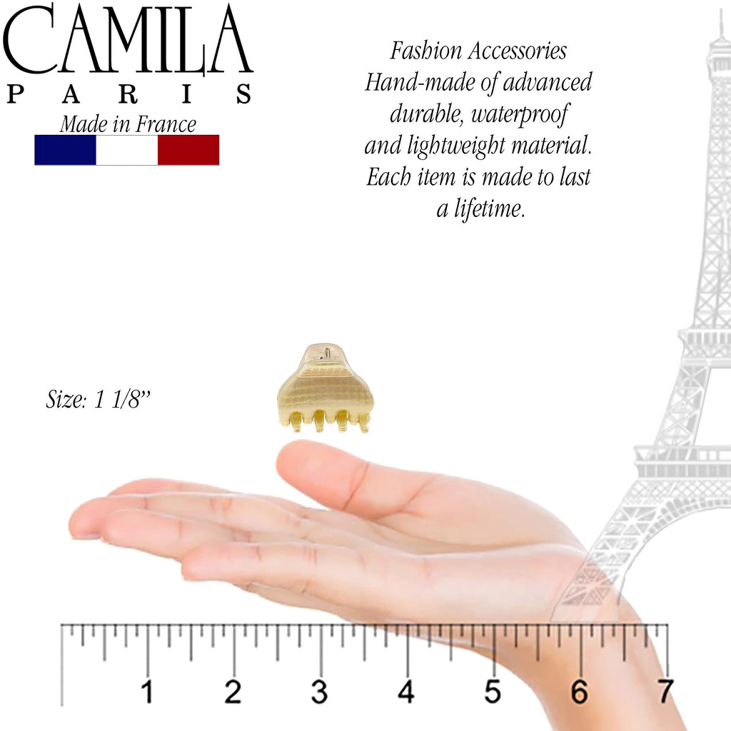 Camila Paris CP3198 French Small Hair Clips for Women, 1" Set of 2 Small Claw Clip Fashion Styling Mini Hair Clip Accessories for Women, Strong Hold No Slip Grip Cute Claw Clips, Made in France