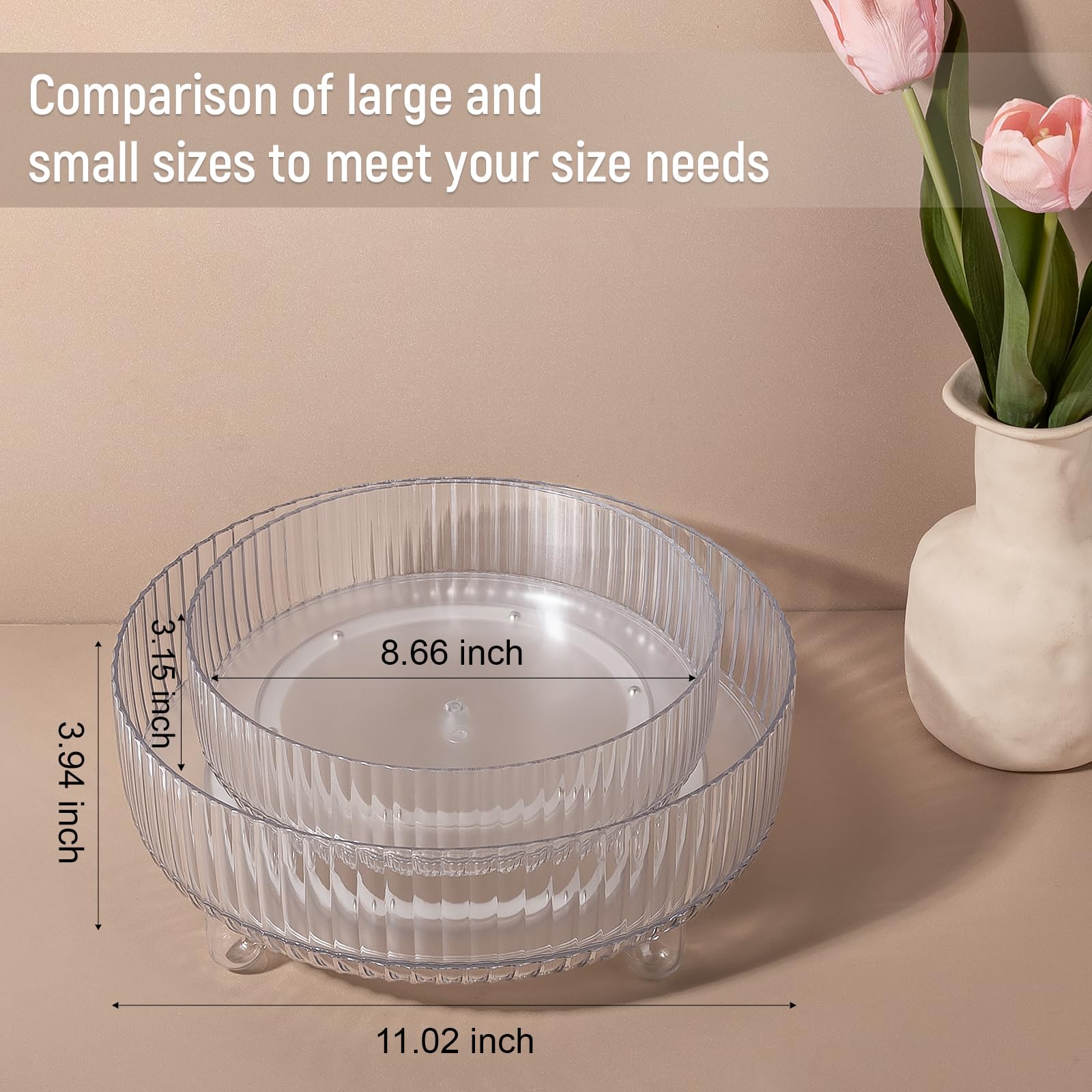 360 Rotating Makeup Organizer Perfume Tray Skincare Holder, Small Clear