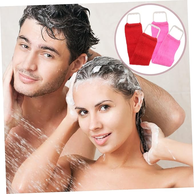 HONITANO Double-Sided Back Scrubber Strap for Shower Bath Towel Natural Exfoliating Massage Belt for Men and Women 27.16In Length for Smooth Skin and Improved Circulation
