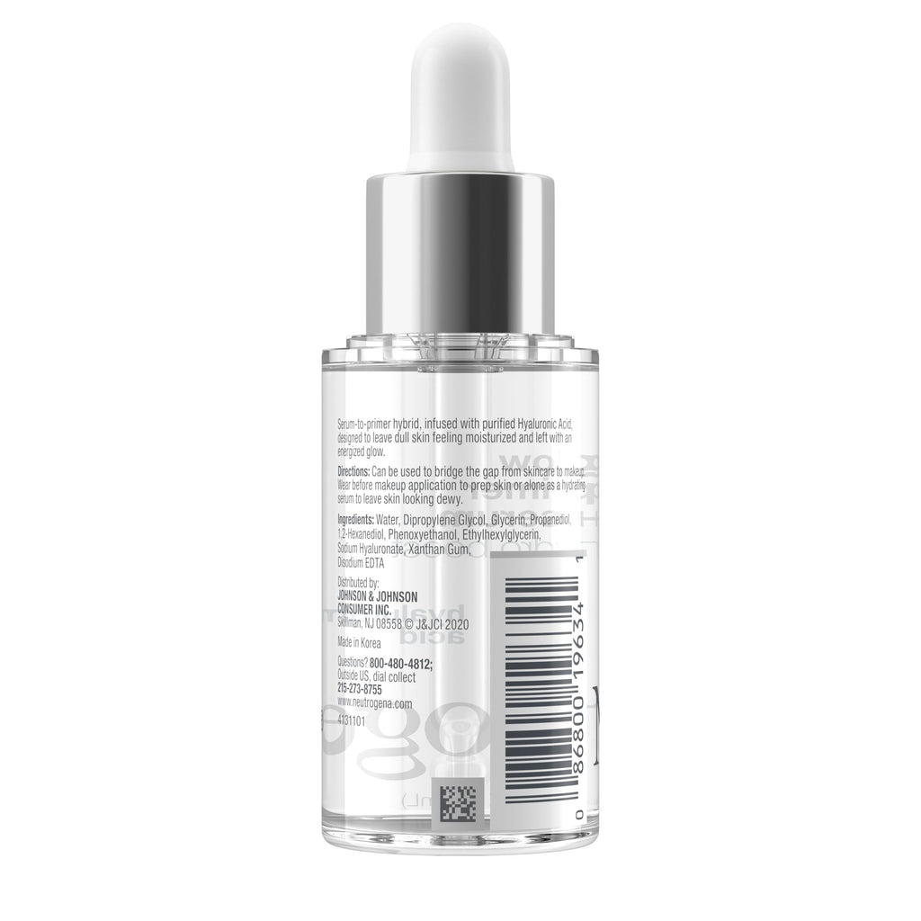 Neutrogena Hydro Boost Glow Booster Primer & Serum, Hydrating & Moisturizing Face Serum-to-Primer Hybrid, Infused with Purified Hyaluronic Acid & Designed to Instantly Hydrate, 1.0 fl. oz