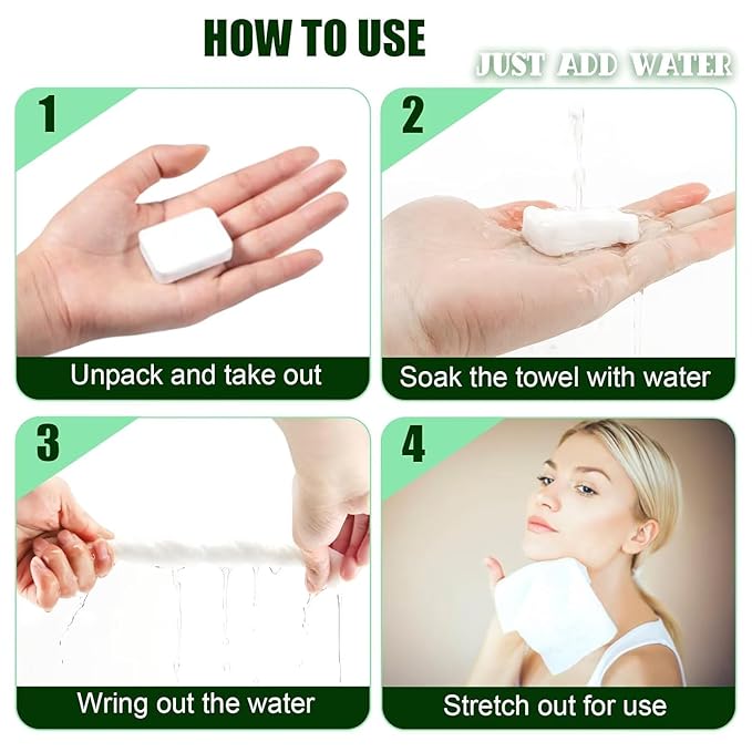 Disposable Face Towel 12"x9" Thicken, 20 Pack Compressed Towel Tablets, Clean Reusable Face Cloths, Compact Mini Portable Cotton Washcloths for Travel Beauty Gym BBQ Home Office Use