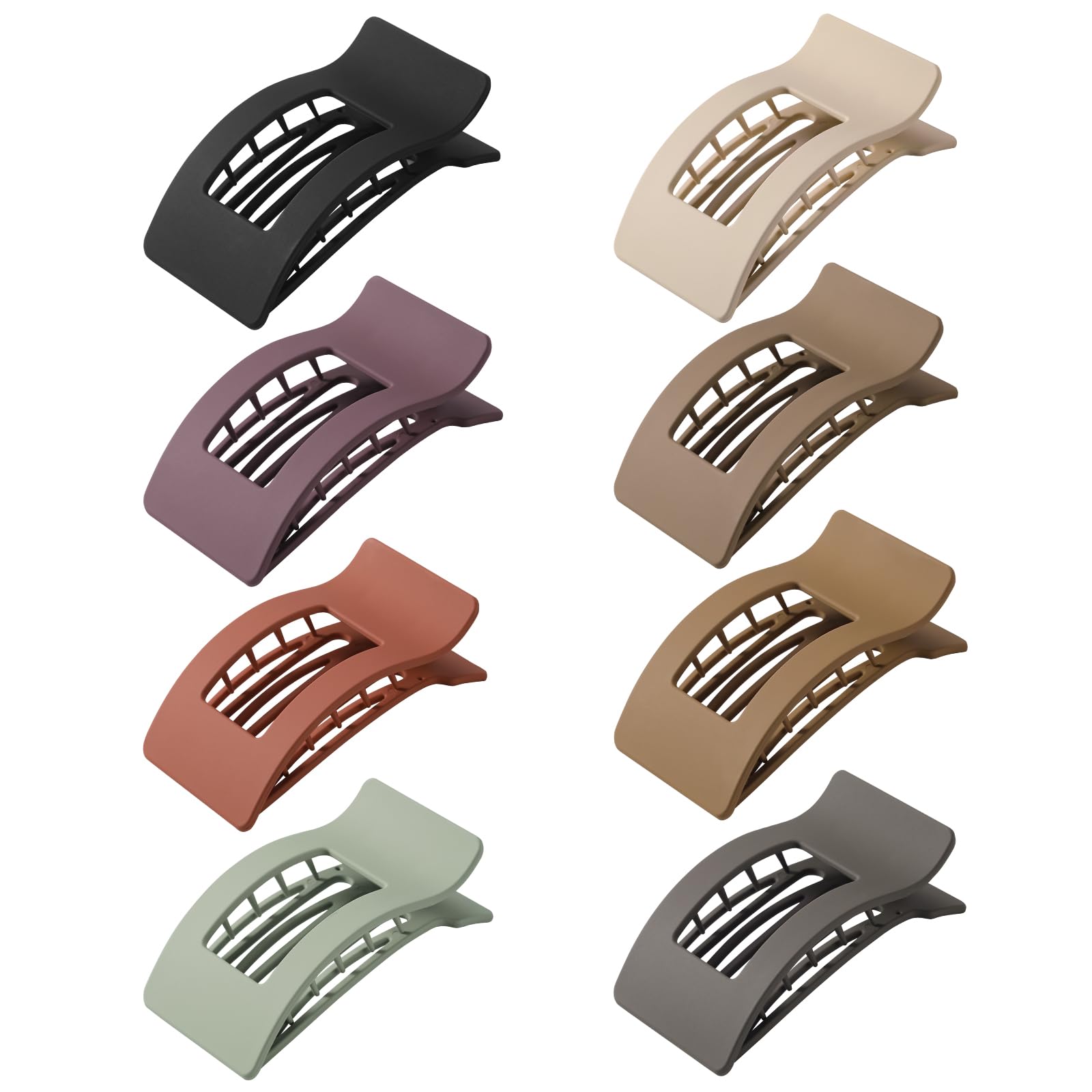 8 Pack Flat Claw Clips for Women - Matte No Slip Hair Clips for Thick & Thin Hair, Large French Claw Clips Strong Hold Styling Accessories