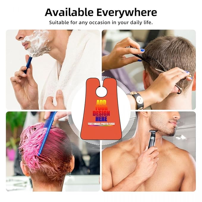 Custom Beard Bibs Apron Personalized Beard Hair Catcher Add Photo Picture Text Waterproof Beard Shave Cape for Shaving Trimming for Birthday Father's Day Gifts Orange