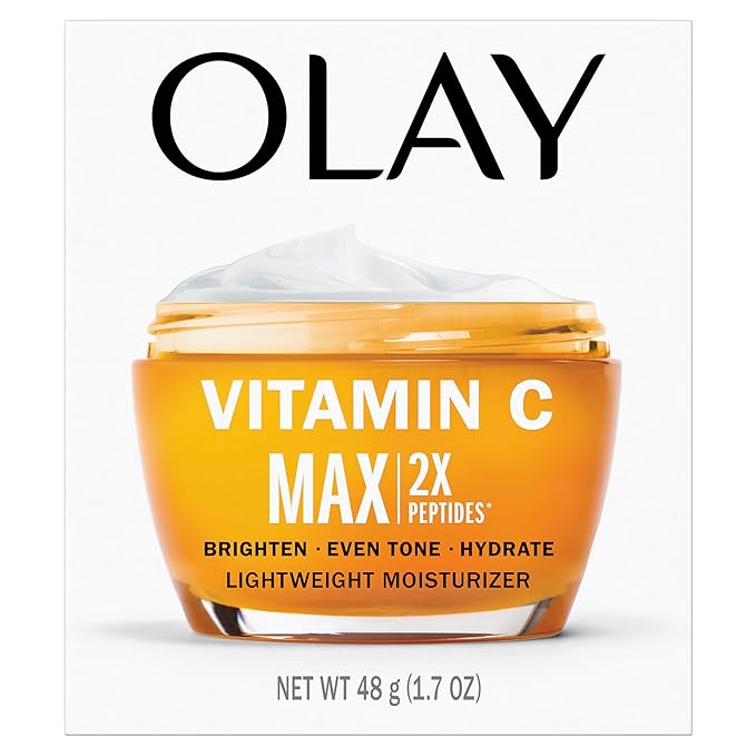 Olay, Vitamin C MAX Face Moisturizer, Brightening Cream for Women, Hydrating, Evens Tone, Dark Spot and Hyperpigmentation Reduction, Glowing Skin Care - Niaciniamide, Peptides, 1.7 Ounce