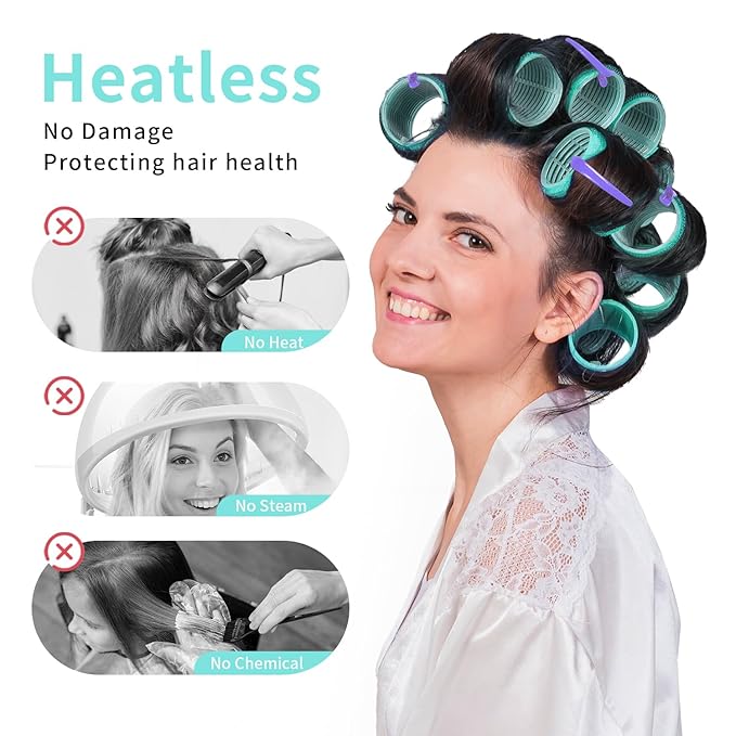 Hair Rollers Set 50Pcs with Clips for Long Short Medium Hair, Heatless Curls 36PCS for Hair, Sleep In Curlers for Comb Blowout Look Gift Set for Girls Women