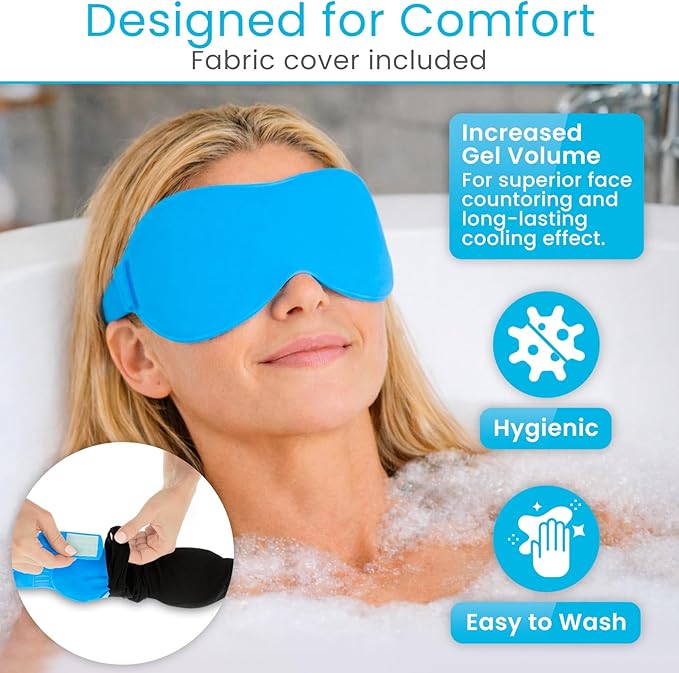 Artic Flex Heated & Cooling Eye Mask for Sleeping - Reusable Gel Ice Pack for Tension Relief, Migraines, Skin Puffiness, Sleep - Hot & Cold Therapy Spa Treatment - Dry Eyes, Dark Circles, Eye Bags
