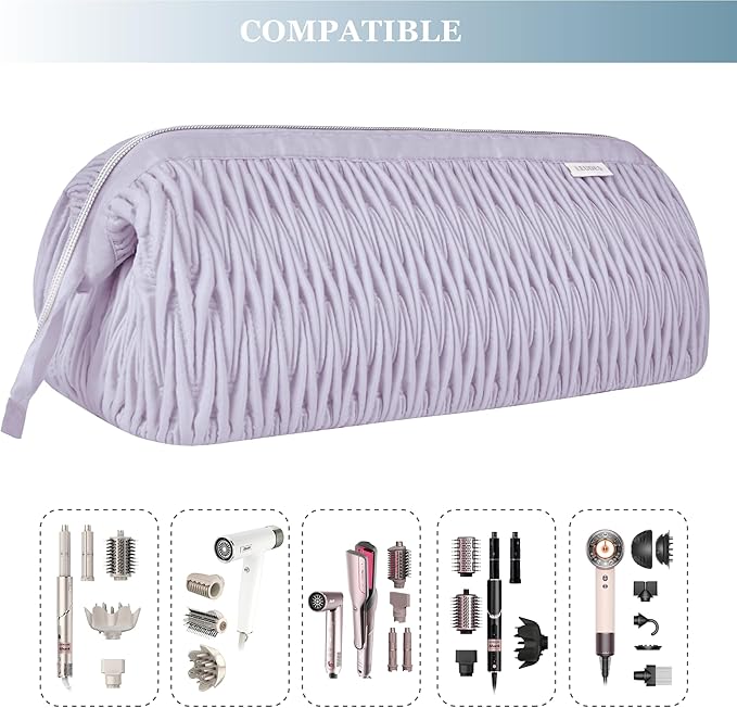 Leudes Dy son Travel Case for Shark Hair Dryer Airstraight Flex Style Hair Attachment Tool Organizer Accessories Air Wrap Flat Curling Iron Carrying Case (Lavender)