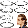 Metal Headband for Men, Zigzag Wire with Teeth, Non-Slip Adjustable 6 Pack