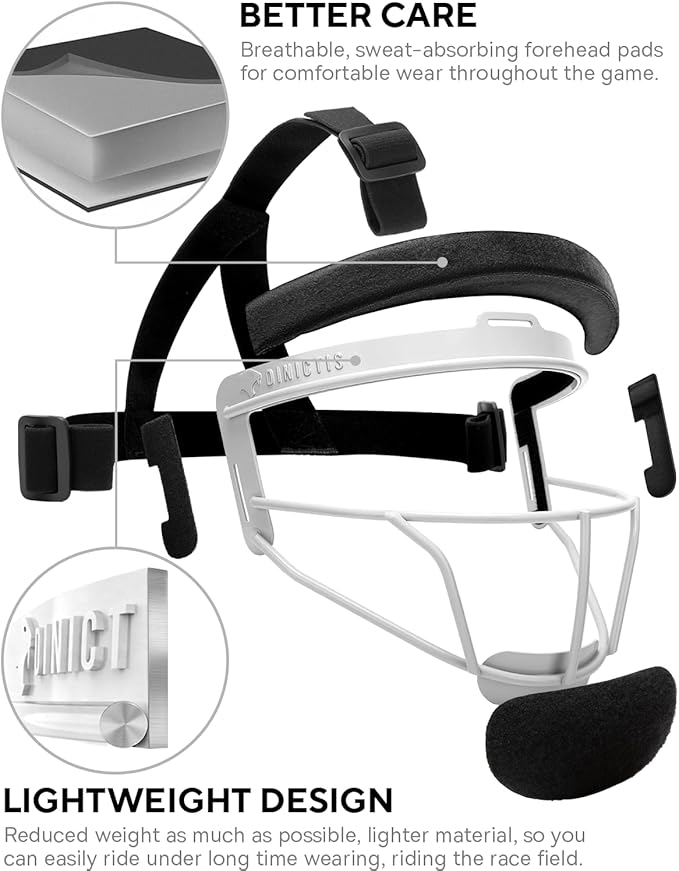 Dinictis Softball Face Mask, Lightweight, Comfortable, with Wide Field Vision, Durable and Safe Face Guards, Premium Protective Softball Fielder's Mask
