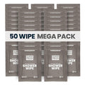 Super Fresh Shower Body Wipes, Travel Essentials for Camping, Large Sandalwood Wipes for Adults, Women, Men, Kids Personal Hygiene Cloth Enriched with Aloe and Vitamin E, Individually Wrapped 50 Pack