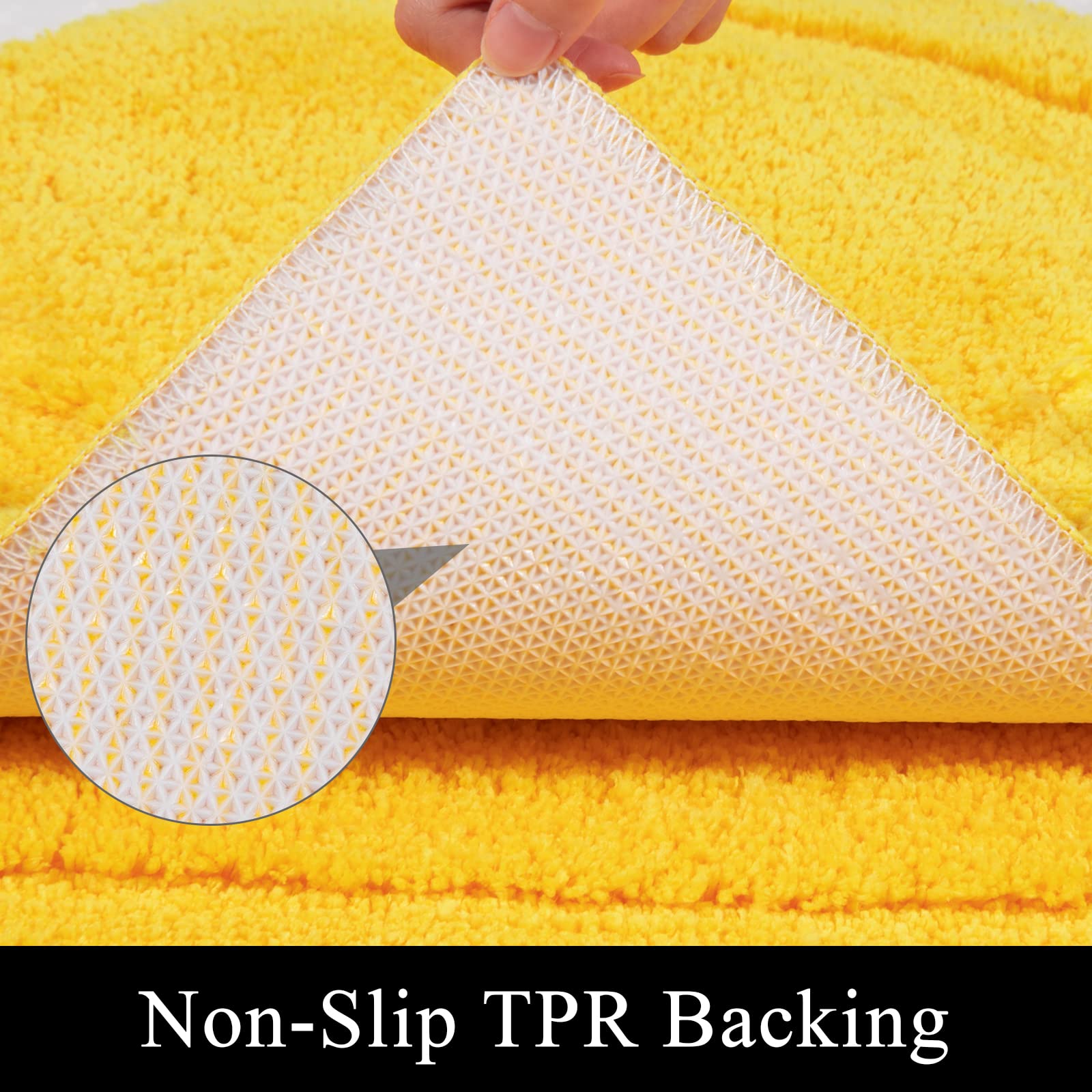 SHACOS Yellow Bathroom Rugs Sets 3 Piece Bath Mat U Shaped Toilet Rug