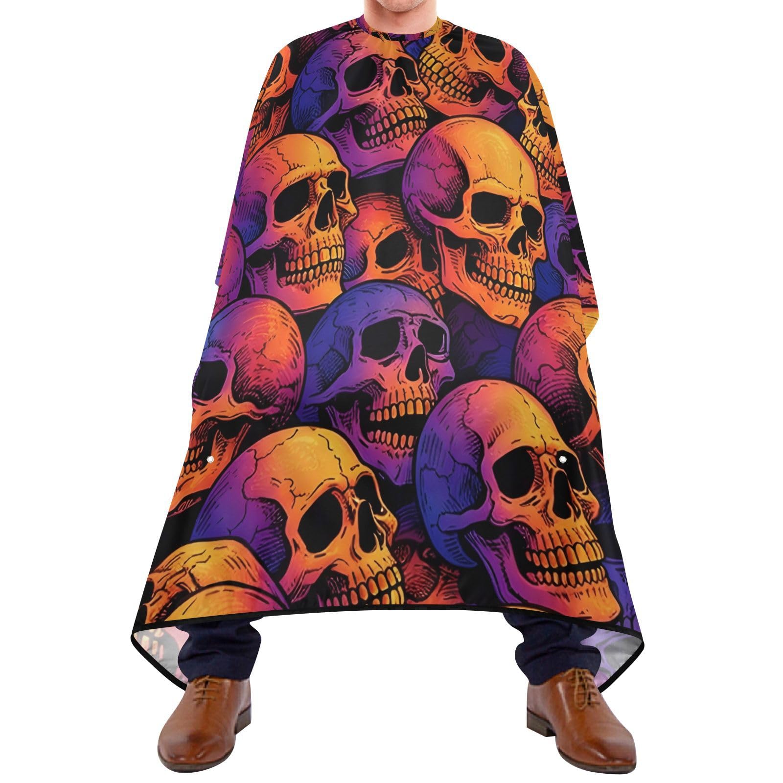 ALAZA Skull Pattern Barber Cape for Men Women, Waterproof Haircut Apron Beard Shaving Bib Hair Cutting Cloth 55 x 65 Inch