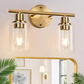 Zarbitta 2-Light Bathroom Light Fixtures, Brushed Gold Vanity Light, Modern Vanity Lights with Clear Glass Shade, Bathroom Wall Lamp for Mirror Kitchen Living Room Hallway Cabinet Porch