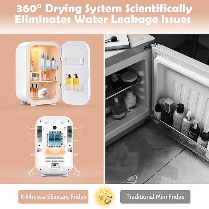 Kikihouse 22L Mini Skincare Fridge, Beauty Fridge for Cosmetic Storage, 44°F Intelligent Temperature Control, Personal Small Makeup Refrigerator for Bedroom, Dorm