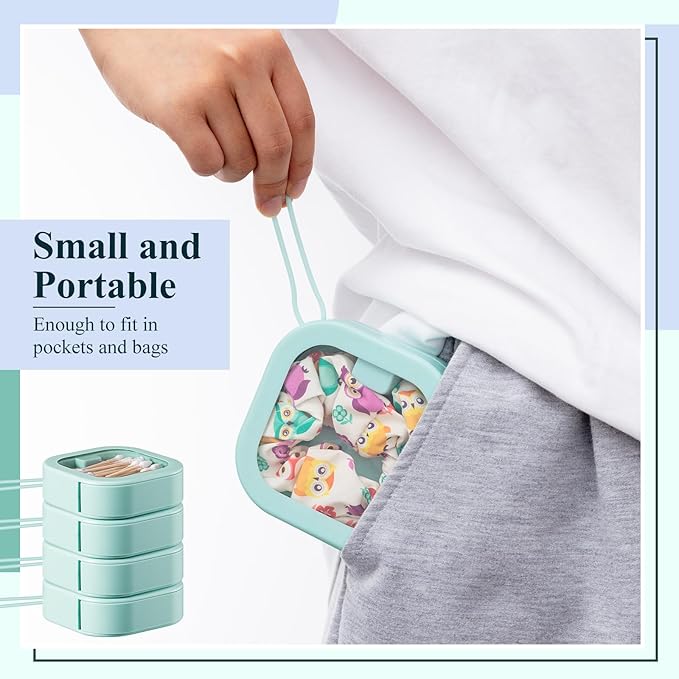 Kathfly 4 Pcs Green Hair Tie Organizer Portable Hair Accessory Storage Containers Stackable Tie Bobby Pin Holder Home Cotton Swab Dispenser Accessories Jewelry Organizer Box