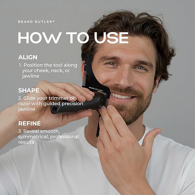 Beard Shape Up Tool by Beard Butler – Beard Template & Lineup Tool – Achieve Sharp Edges, Clean Lines & Perfect Symmetry – Shaping Guide for Jawline & Neckline