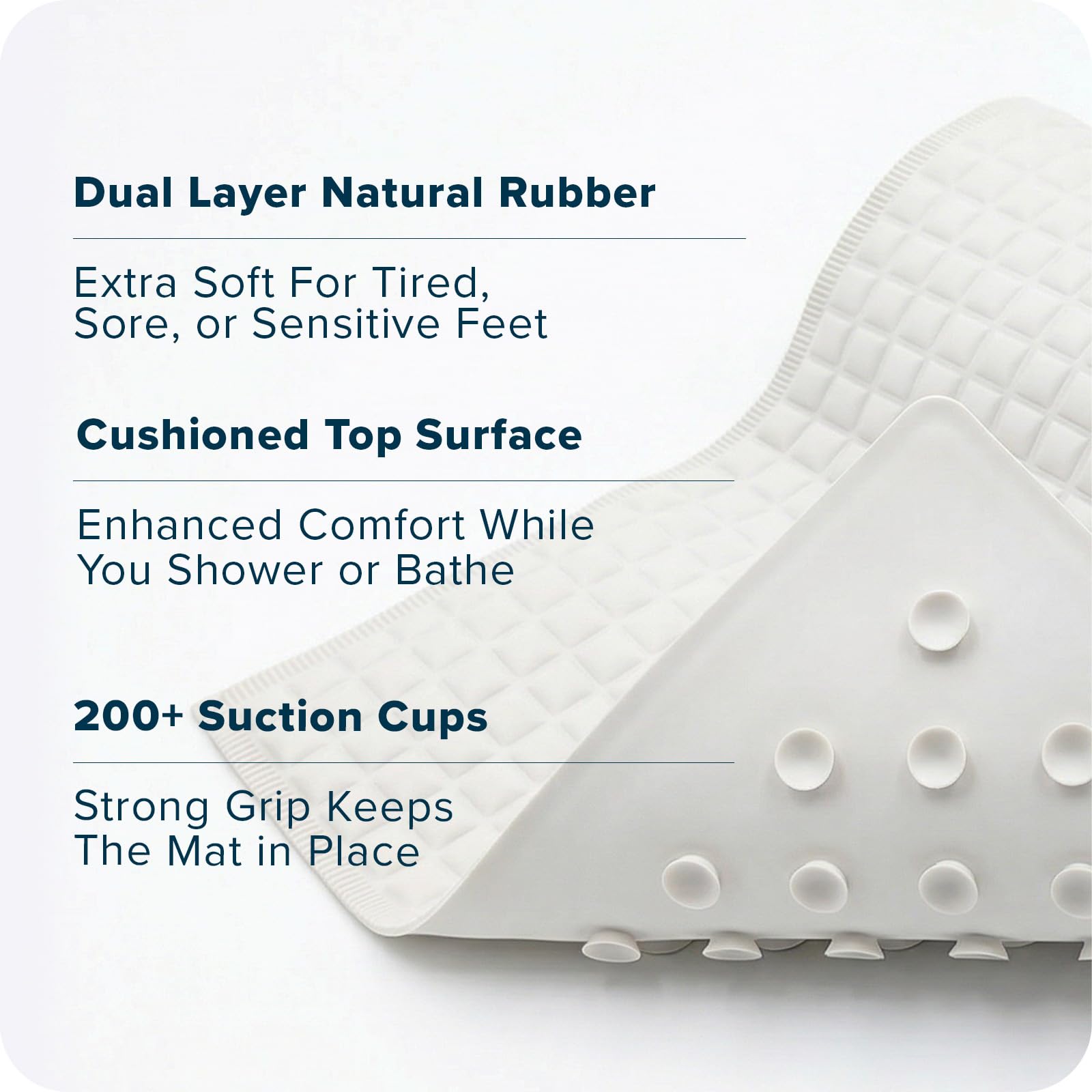 SlipX Solutions Pillow Top Cushioned Bath Mat, Non Slip Comfort Underfoot, 700 Air-Filled Pillows, Soft Shower Mat, Strong Suction Cups, Cream, 27" x 15.5"