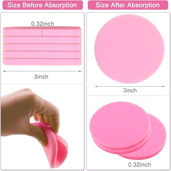 WORFACE 120 Pcs Pink Compress Face Sponges - Compact Facial Sponge Set for Cleansing, Makeup Removal, Exfoliation