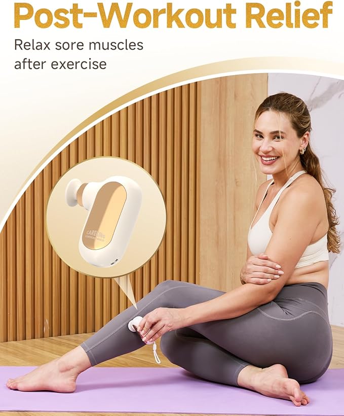 CAREKING Mini Massage Gun Travel Size, Powerful Small Massage Gun Deep Tissue for Pain Relief, Muscle Massager for Neck Shoulder Thigh Scalp Quiet Pocket Massager, FSA-HSA Eligible