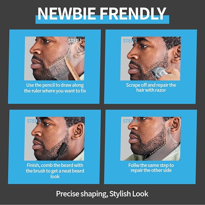 Noerrors Barber Pencil for Lineup Beige Skin Tone Magic Hairline Pencils Barber Chalk Set Beard Guide Pen with Sharpener Ruler Brush for Goatee Hair Design Shaping Trace Grooming Makeup Tool for Men