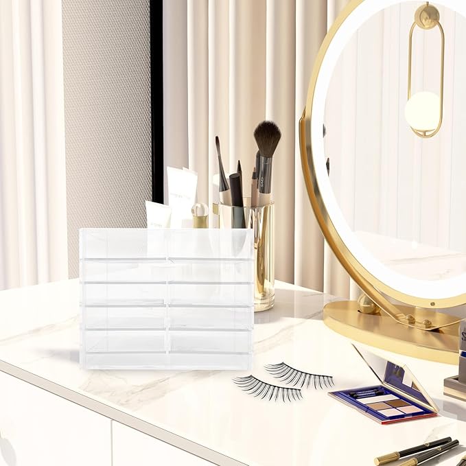 Acrylic Eyelash Storage Case with 10 Layers Multi-tier False Eyelashes Organizer Box for Travel and Display Lash Packaging Holder