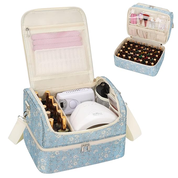 CUBETASTIC Extra Large Nail Polish Organizer - Three Layer Nail Organizers And Storage Bag, Portable Nail Supplies Organizer Case, Travel Carrying Box for Nail Tech Kit/Tattoo/Cosmetic