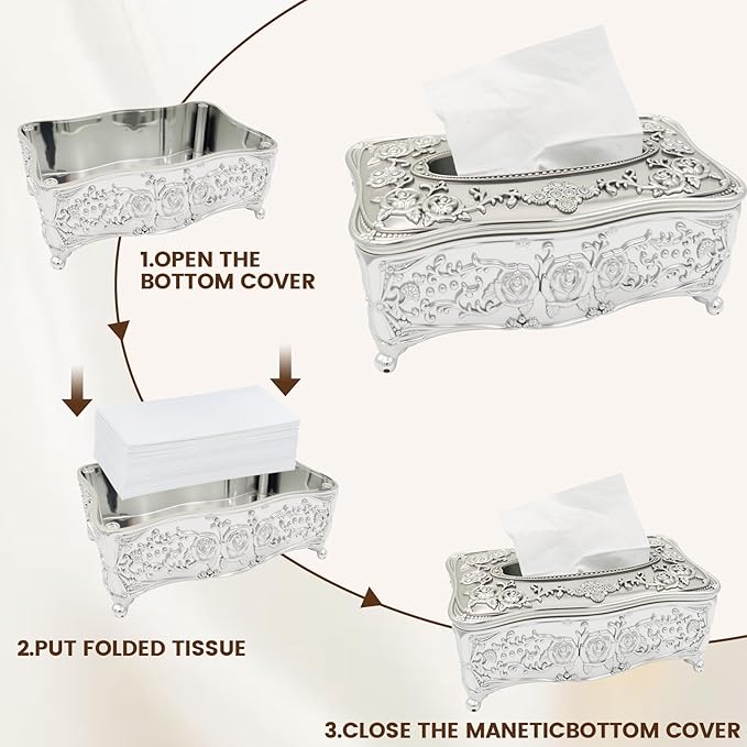 Geesatis Tissue Box Cover, Rectangle Tissue Box Holder,9''x4.9''x3.7''
