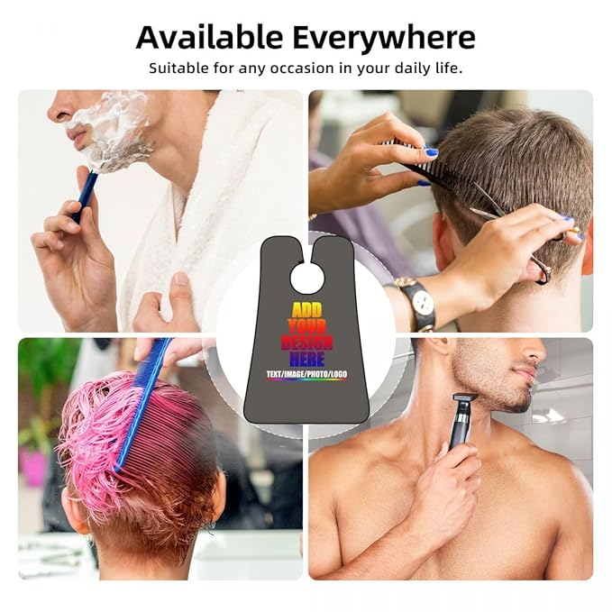 Custom Beard Bibs Apron Personalized Beard Hair Catcher Add Photo Picture Text Waterproof Beard Shave Cape for Shaving Trimming for Birthday Father's Day Gifts Charcoal