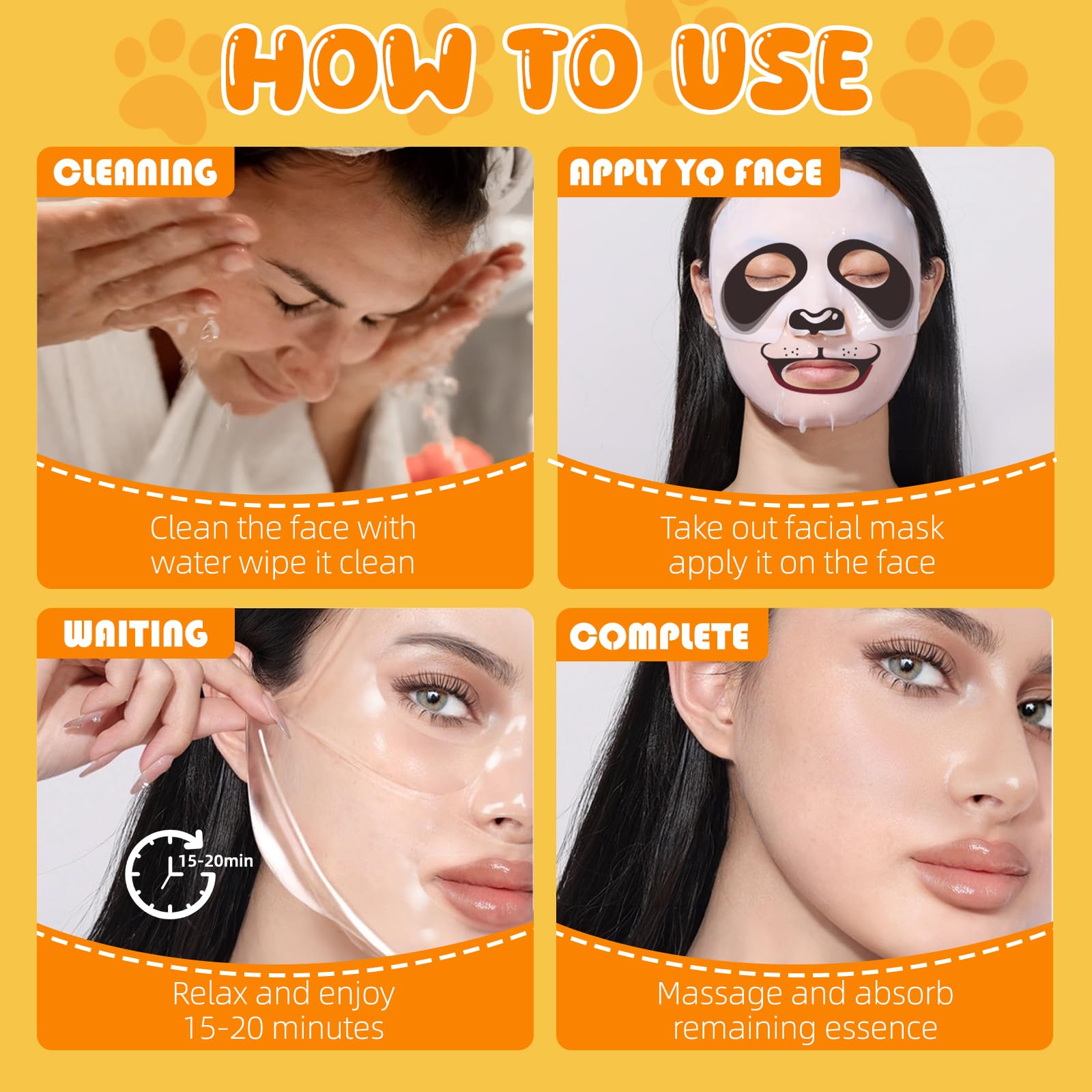 Beenefits 7 Packs Cute Animal Character Design Facial Masks, Deep Hydrating Spa Masks for All Skin Types, Gift for Kids' Birthday Party, Girl's Night, Enjoy Skincare Life