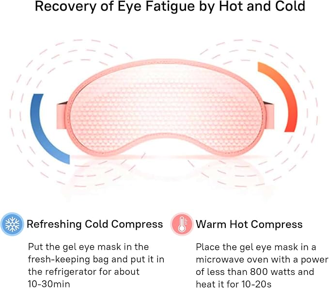 Ruzzut Cooling Gel Eye Mask, 2 PCS Reusable Eye Bead Pad & Cool Compress for Puffy Dry Eye, Cold Eye Ice Mask Gel Pack with Plush Backing for Migraine & Stress Relief, Blue