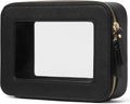 Popvibe Clear Makeup Case Black Toiletry Bag Travel Medium Clear Cosmetic Bag with Zipper, Small Make Up Bag Organizer Traveling TSA Approved Transparent Bag Car for Essentials
