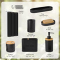 20PC Black Modern Bathroom Accessories Set with Shower Curtain, Toothbrush Holders, Soap Dispenser, Vanity Tray, Cotton Swab Jars, Bathroom Decor Organizer