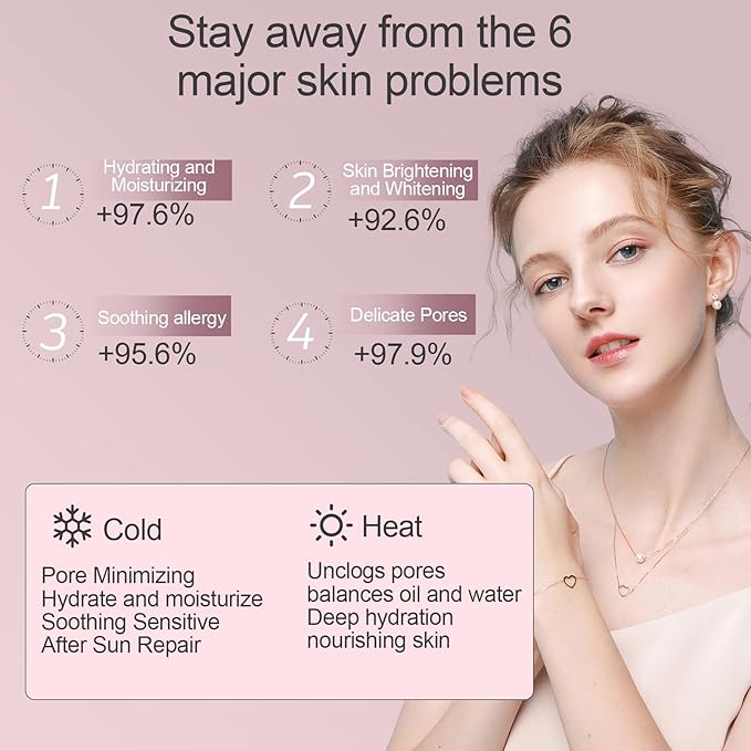 WHNL Facial Steamer - Nano Ionic Facial Steamer with Cold&Warm&Hot Mist,240ml Large Water Tank,Small Face Humidifier, Pink