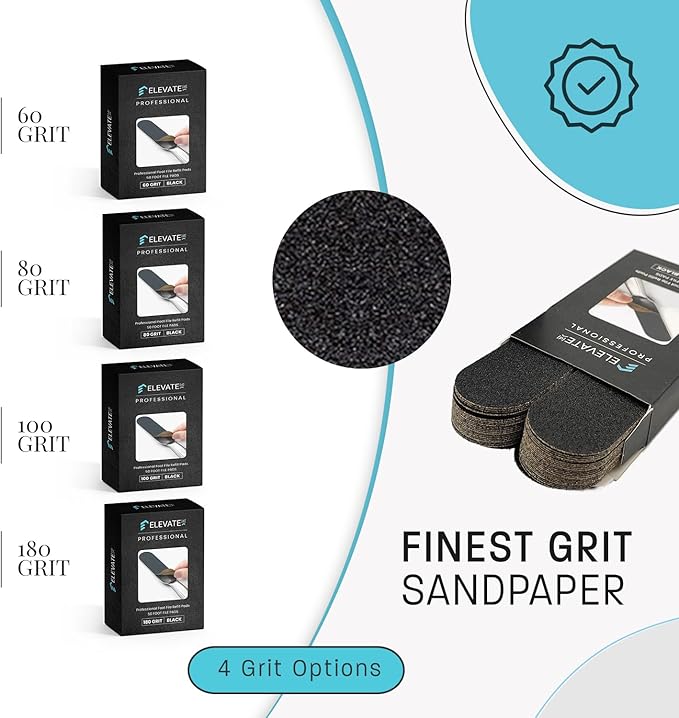 Professional Pedicure File Refills - Pack of 50 Foot File Replacement Pads - Black - Disposable Foot Files for Pedicures - Pedi Foot File Pads with Water Resistant Strong Adhesive (80 grit)