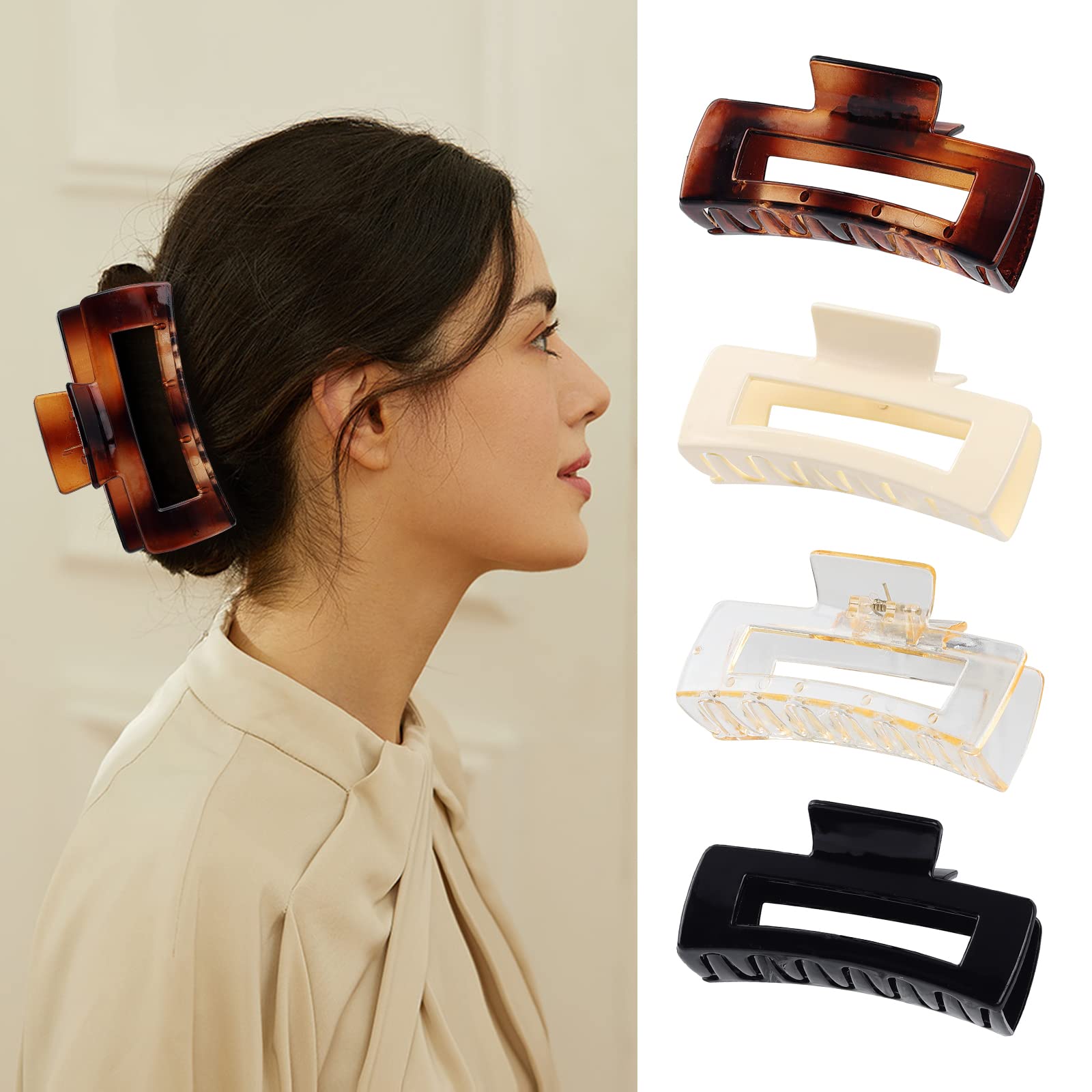 laxizar 8 Pack Claw Clips Rectangular Hair Clips for Women Girls Large Bandana Clips Strong Hold Hair Jaw Clips