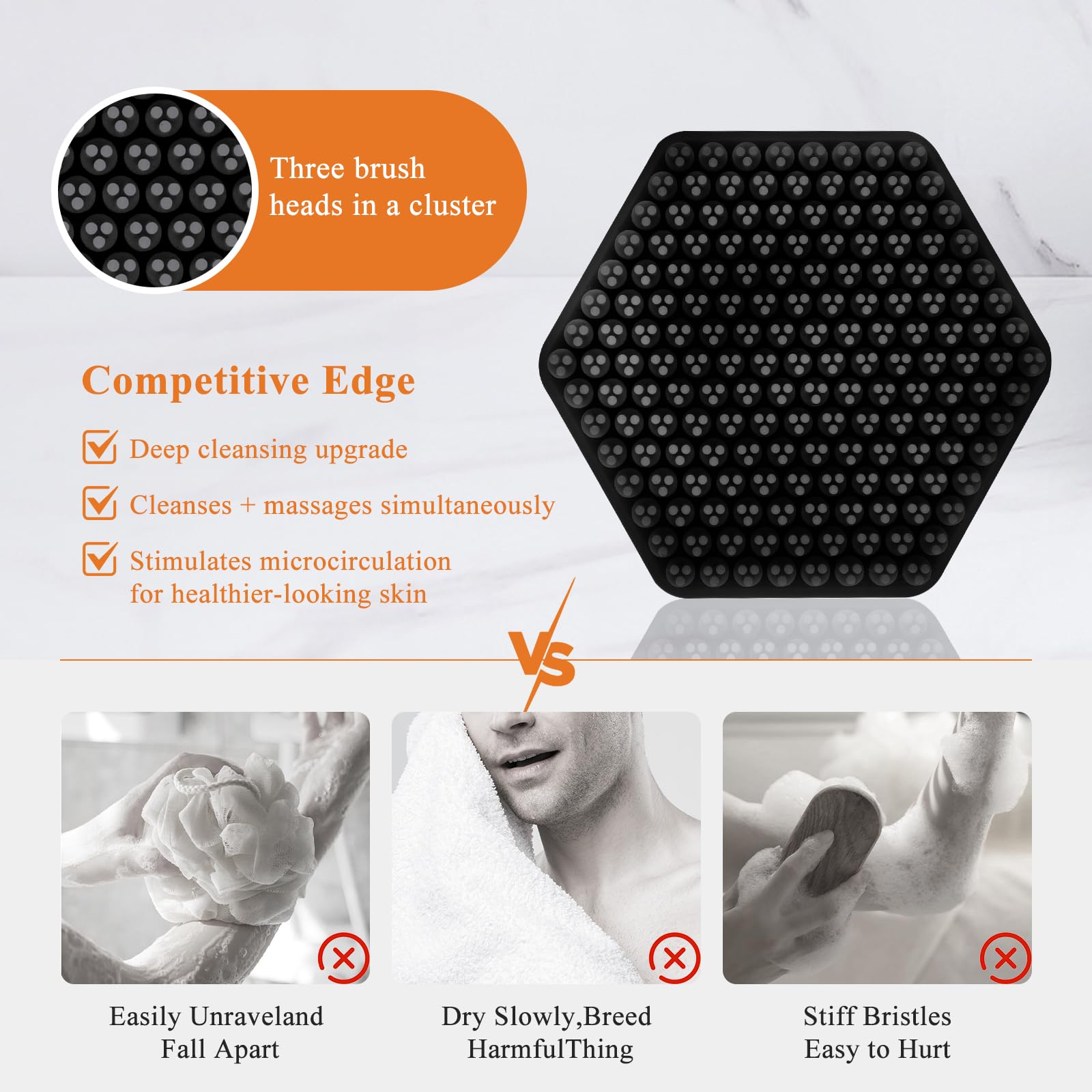 VWMYQ Silicone Face Scrubber for Men, Gentle Exfoliator Pad & Massager, Facial Cleansing Brush Silicone Face Wash Brush Removes Dead & Dry Skin