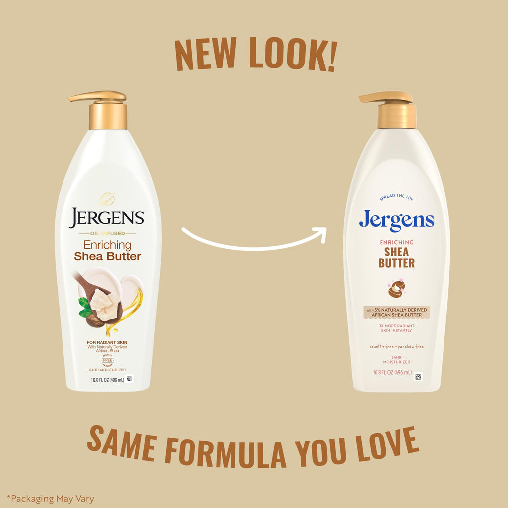 Jergens Shea Butter Body Lotion, Deep Moisturizer for Dry Skin, 16.8 fl oz
