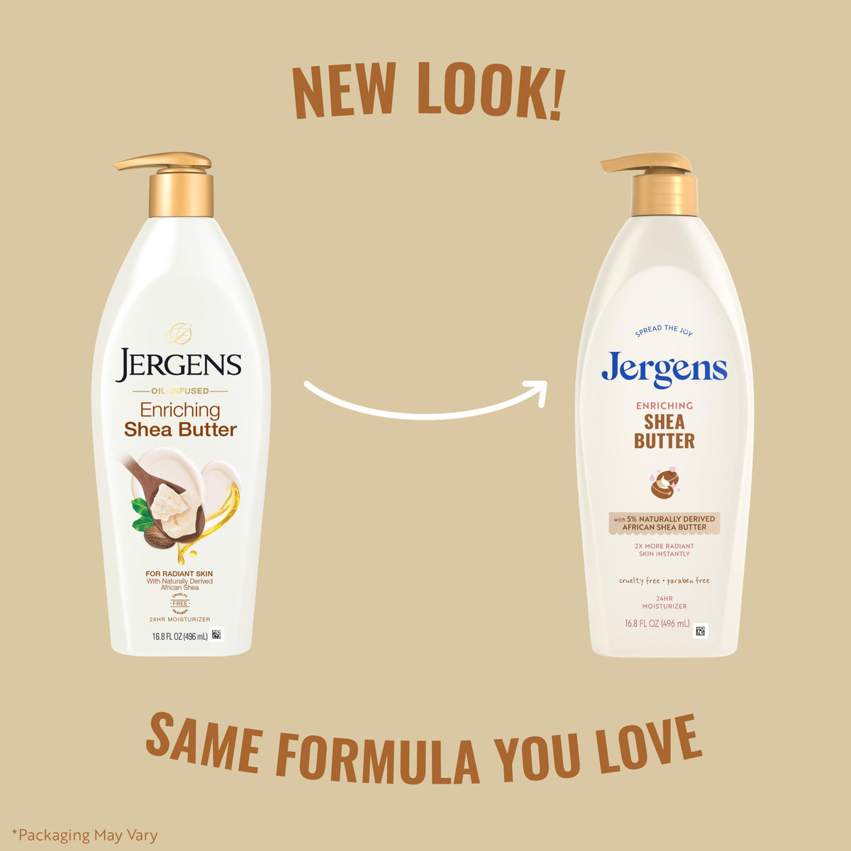 Jergens Shea Butter Body Lotion, Deep Moisturizer for Dry Skin, 16.8 fl oz