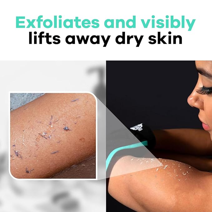 Dermasuri - Deep Exfoliating Glove - Korean Exfoliating Mitt & Body Scrubber - Keratosis Pilaris Treatment Scrub - Self Tanner Mitt & Ingrown Hair Exfoliator - Shower Gloves for Women & Men - Teal